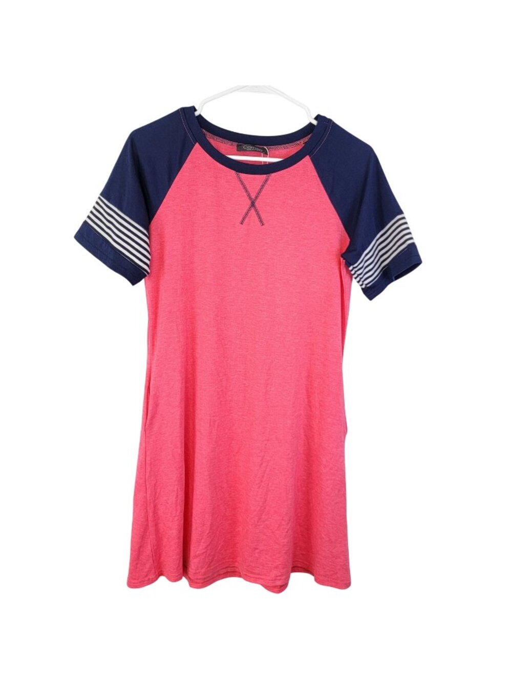 Camisa Mini Shirt Dress Women Small Pink Blue A-line New with Tags Spring Casual